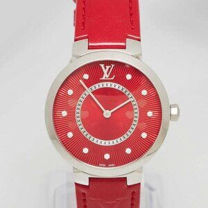 Louis Vuitton 28mm Cerise Monogram Vernis And Diamond Saint Valentin Quartz W...